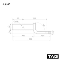 TAG Tow Ball Mount - 208mm Long, 90° Face, 50mm Square Hitch