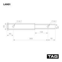 TAG Hitch Extender - Length 356mm, 50mm Square Hitch